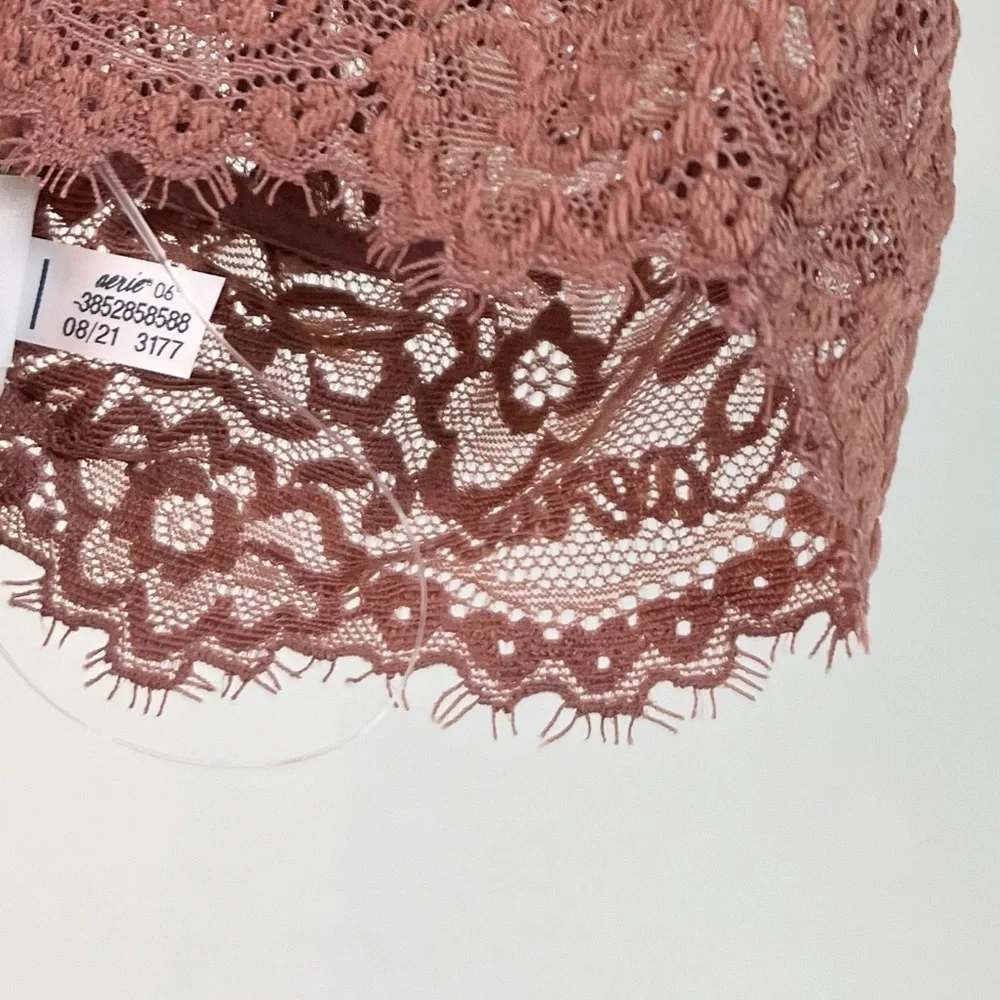 NEW Aerie Padded Lace Plunge Bralette in Mauve